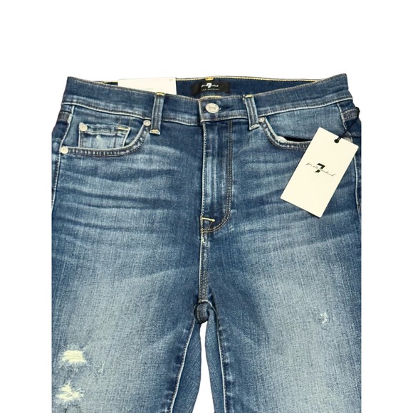 NWT 7 For All Mankind High Waist Ankle Skinny Jeans Blue Women's Size 27 - Picture 2 of 8